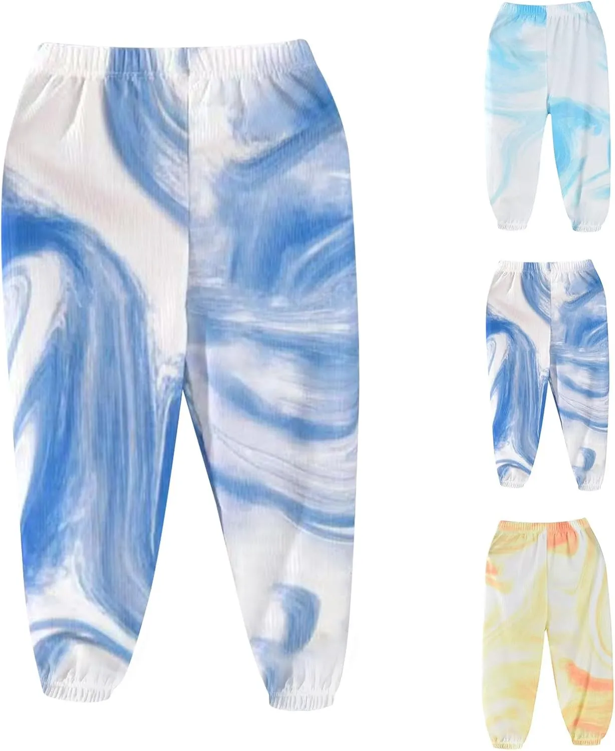 Summer Thin Tie Dye Joggers Pants for Girls Lightweight Casual Loose Elastic Waist Ice Silk Sweatpants for 1-11 Years