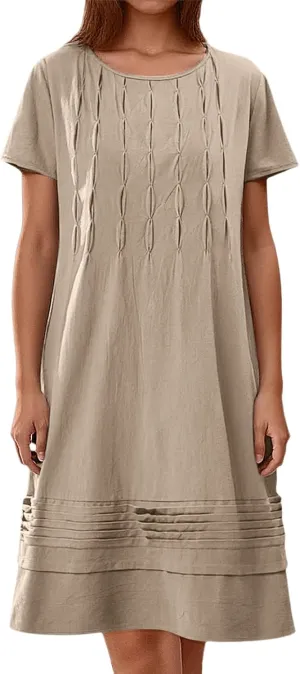 Summer Tunic Dress for Women Stetchy Casual Short Sleeve Ruched Dresses Work Travel Country Concert Outfits for Women