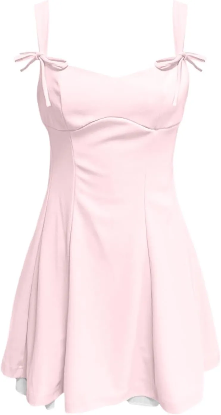 Sundresses for Teen Girls Comfy Summer Backless Adjustable Spaghetti Straps A Line Linen Mini Dress Homecoming Sun Dress