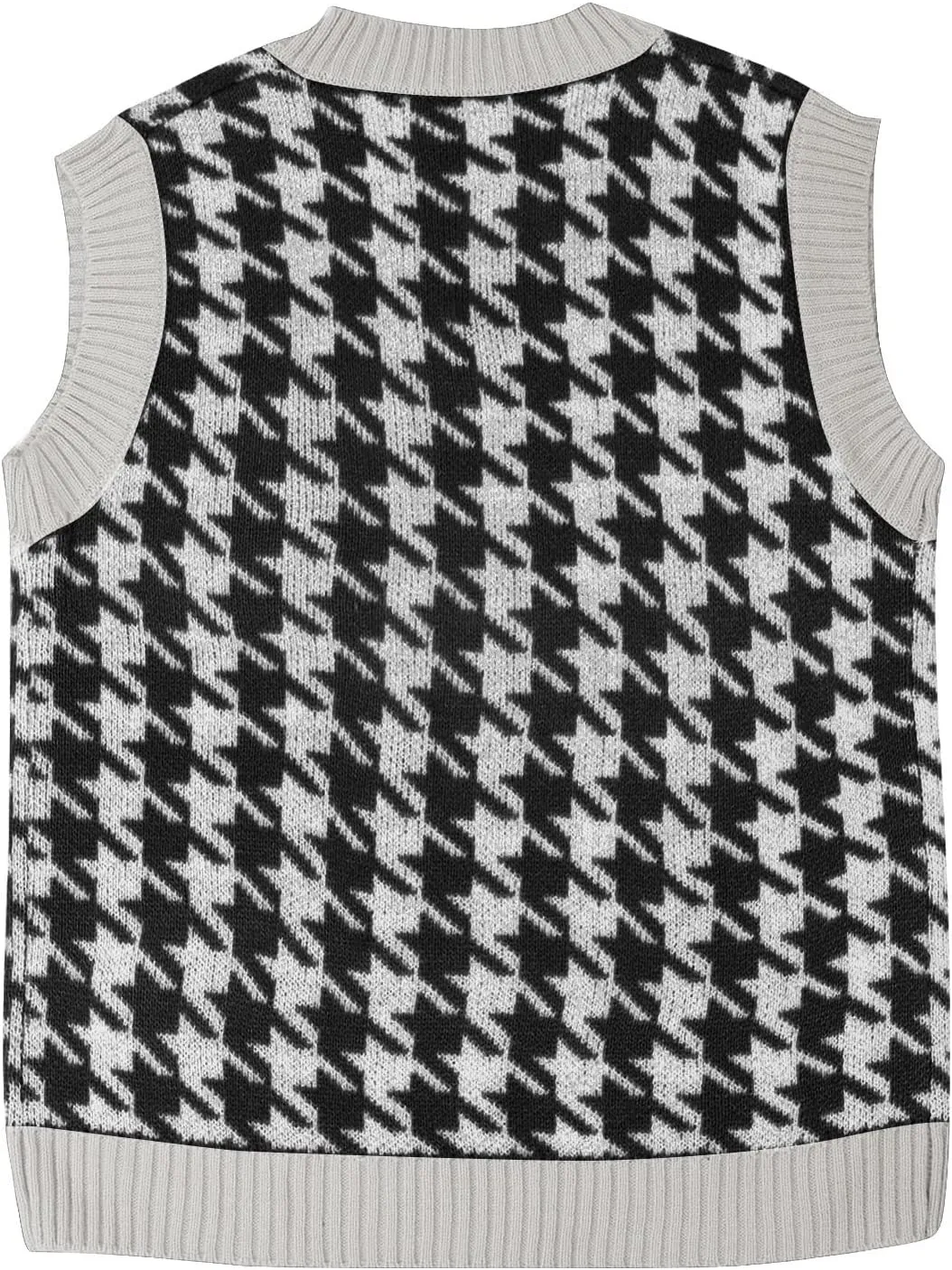 Sweater Vest Women Casual V Neck Houndstooth Knit Sweater 2024 Fall Aesthetic Checkered Sweater Y2K Sweater