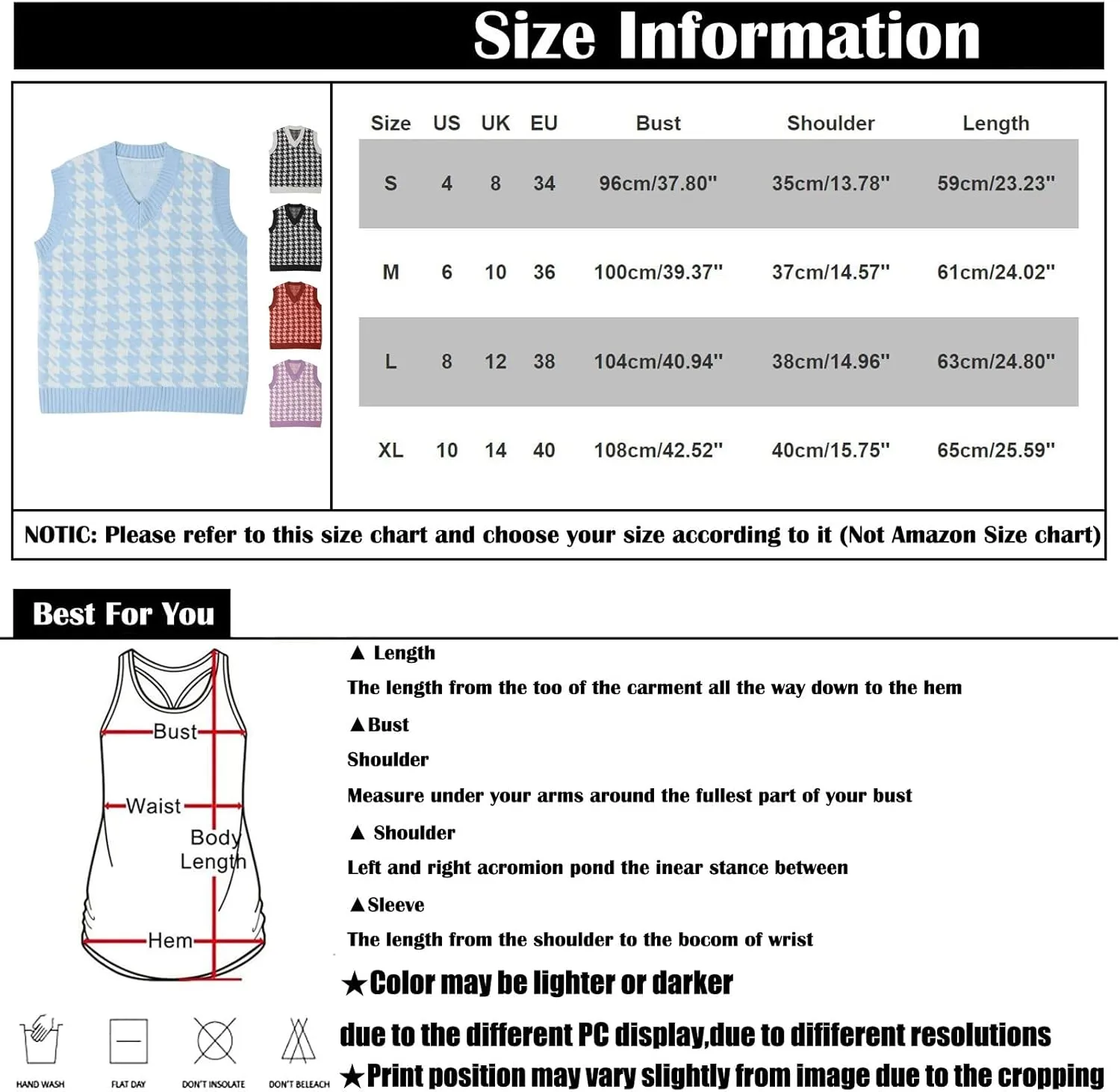 Sweater Vest Women Casual V Neck Houndstooth Knit Sweater 2024 Fall Aesthetic Checkered Sweater Y2K Sweater