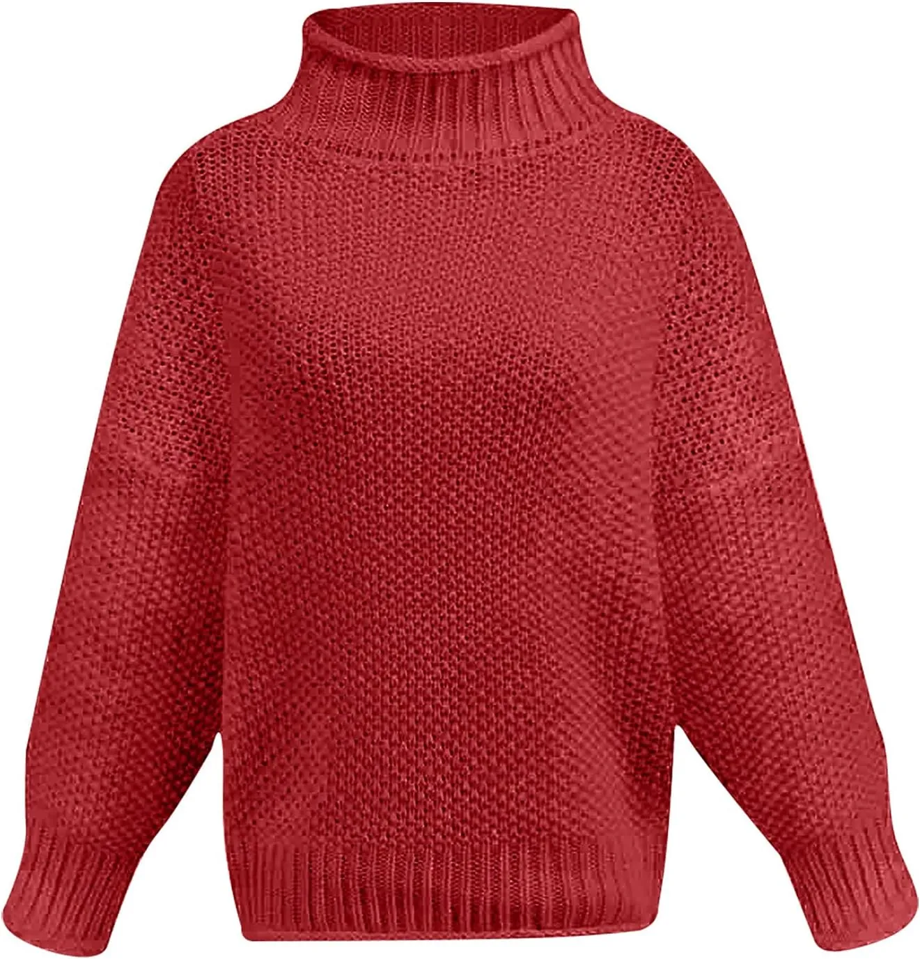 Sweaters for Women Trendy Casual Fall Clothes Solid Chunky Knitted Turtleneck Sweater Loose Oversized Jumper Tops