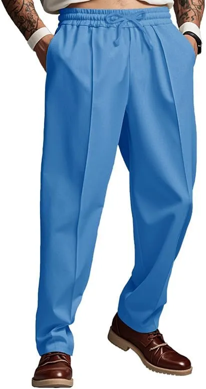 Sweatpants for Men Straight Leg Elastic Waist Casual Dressy Lightweight Loose Fit Trousers Business Joggers Pants