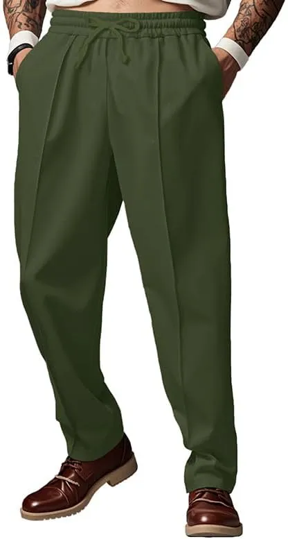 Sweatpants for Men Straight Leg Elastic Waist Casual Dressy Lightweight Loose Fit Trousers Business Joggers Pants