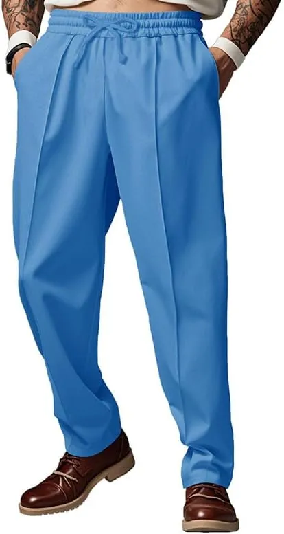 Sweatpants for Men Straight Leg Elastic Waist Casual Dressy Lightweight Loose Fit Trousers Business Joggers Pants