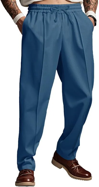 Sweatpants for Men Straight Leg Elastic Waist Casual Dressy Lightweight Loose Fit Trousers Business Joggers Pants