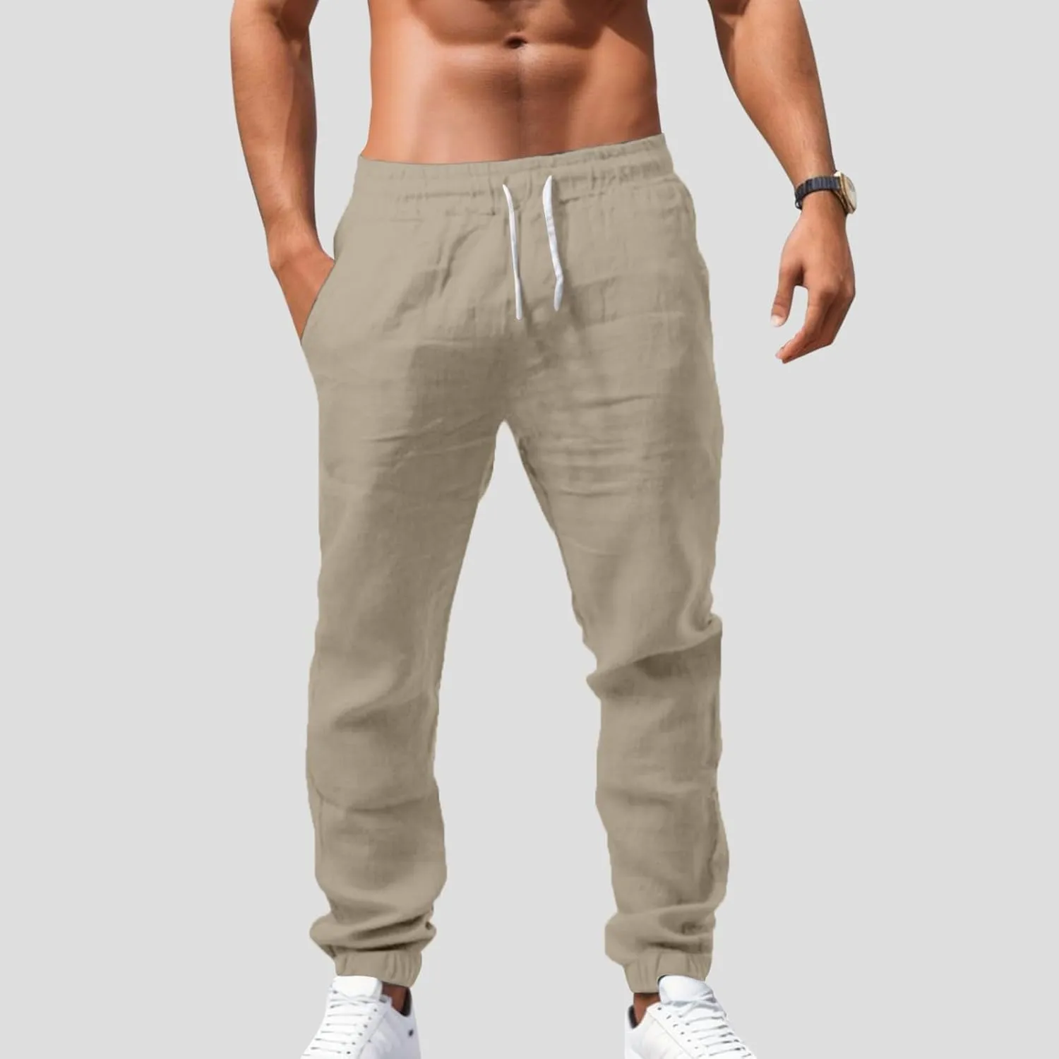 Sweatpants for Men Summer Drawstring Elastic Waist Fit Pockets Casual Athletic Summer Fresh Running Trousers