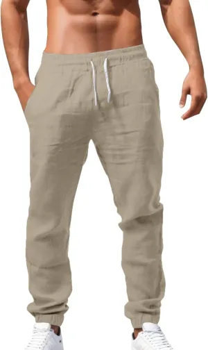 Sweatpants for Men Summer Drawstring Elastic Waist Fit Pockets Casual Athletic Summer Fresh Running Trousers