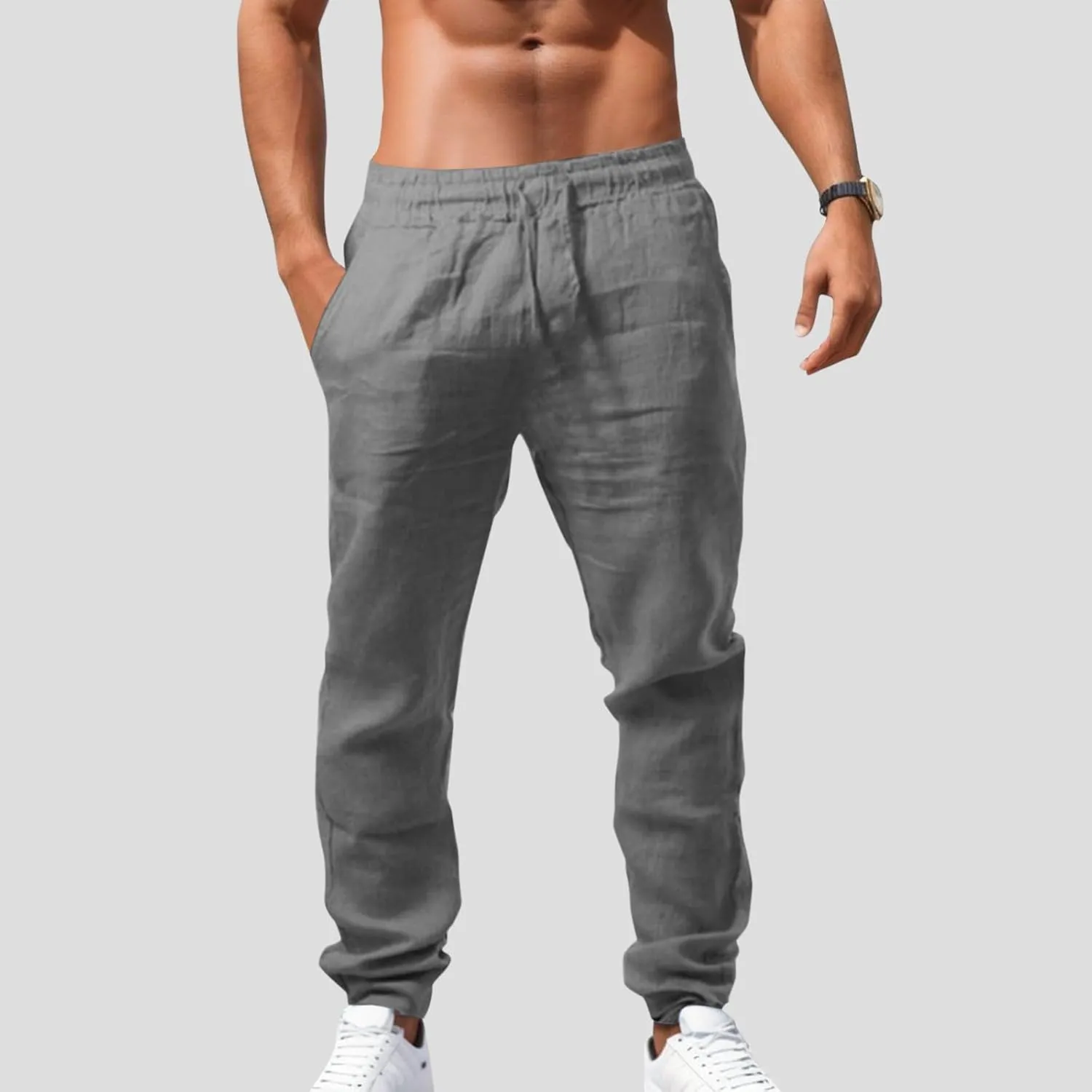Sweatpants for Men Summer Drawstring Elastic Waist Fit Pockets Casual Soft Fit Elasticity Fresh Running Trousers
