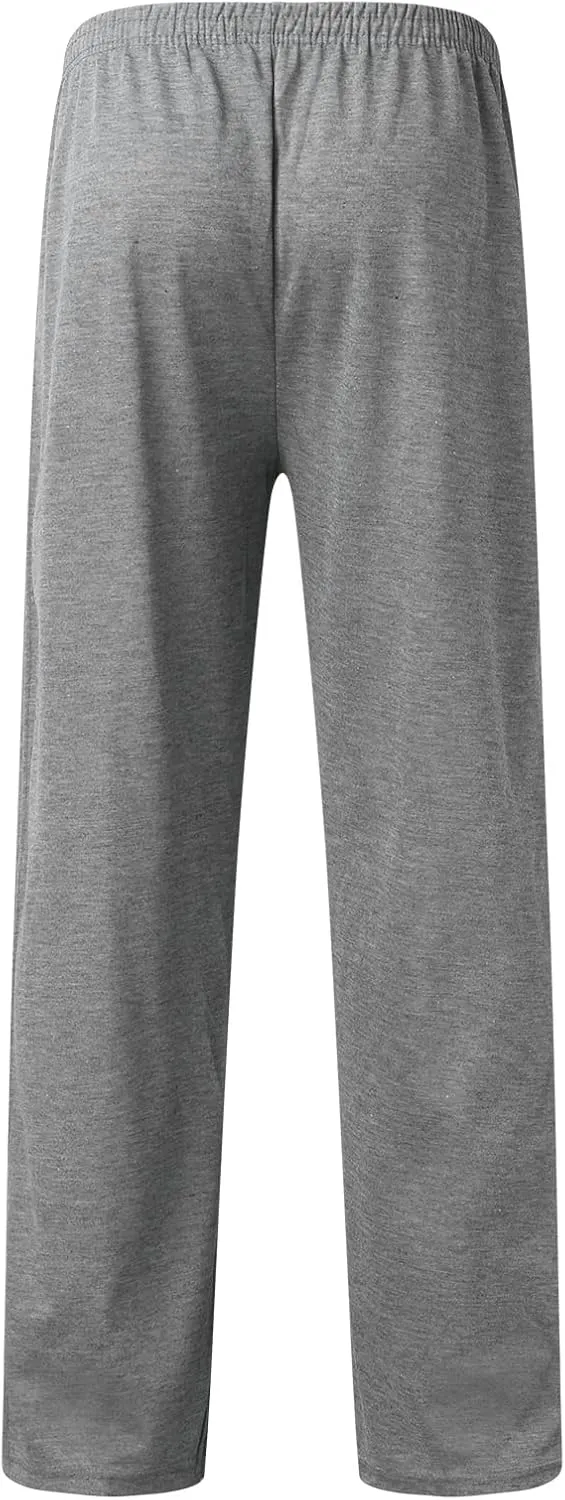 Sweatpants for Men Summer Drawstring Elastic Waist Fit Pockets Comfortable Loose Summer Fresh Running Trousers