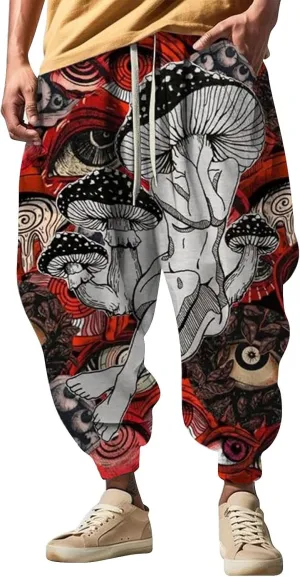 Sweatpants Fun Print Fashion Street Feel Casual Sweatpants Mens Drawstring Aladdil Hippie Harem Pants Mens Harem