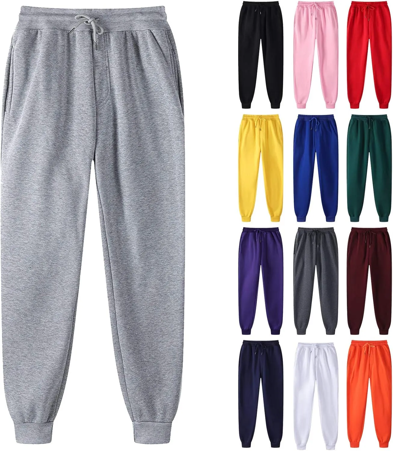 Sweatpants Men's Fleece Cargo Sweatpants Baggy Stretch Drawstring Elastic Waist Athletic Jogger Sweatpant with Pockets