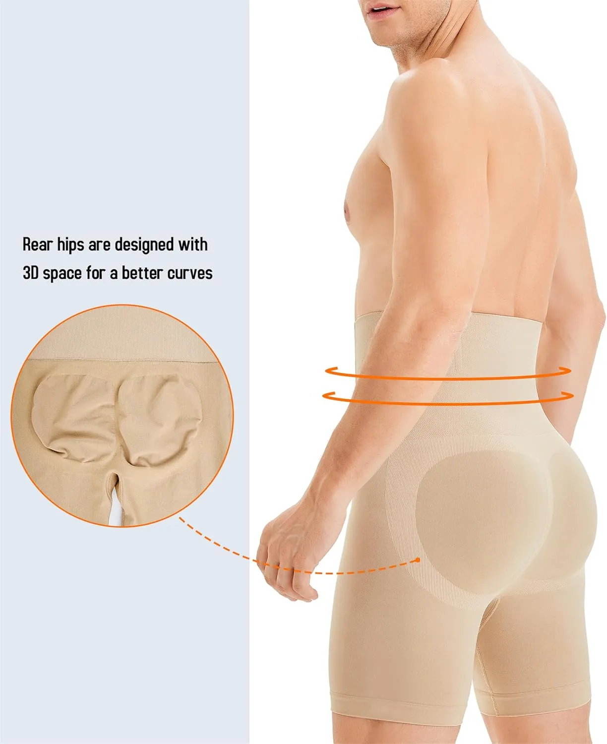 TAILONG Mens Shapewear Tummy Control Underwear Compression Shorts Slimming Body Shaper Leg Boxer Briefs