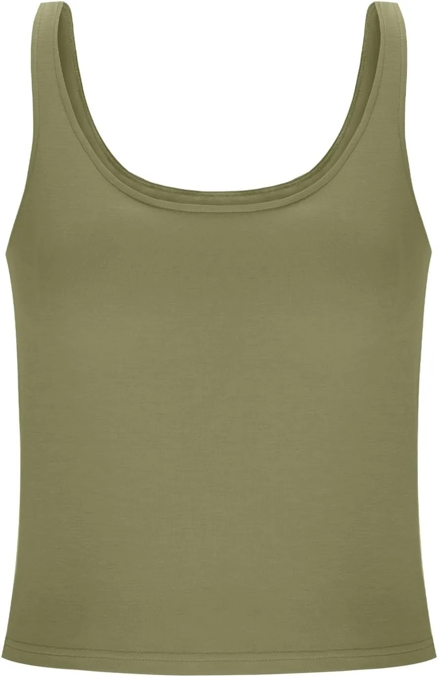 Tank Top with Built in Bra for Women Summer Basic Padded Yoga Shirts Shelf Bras Workout Camisole Casual Undershirt