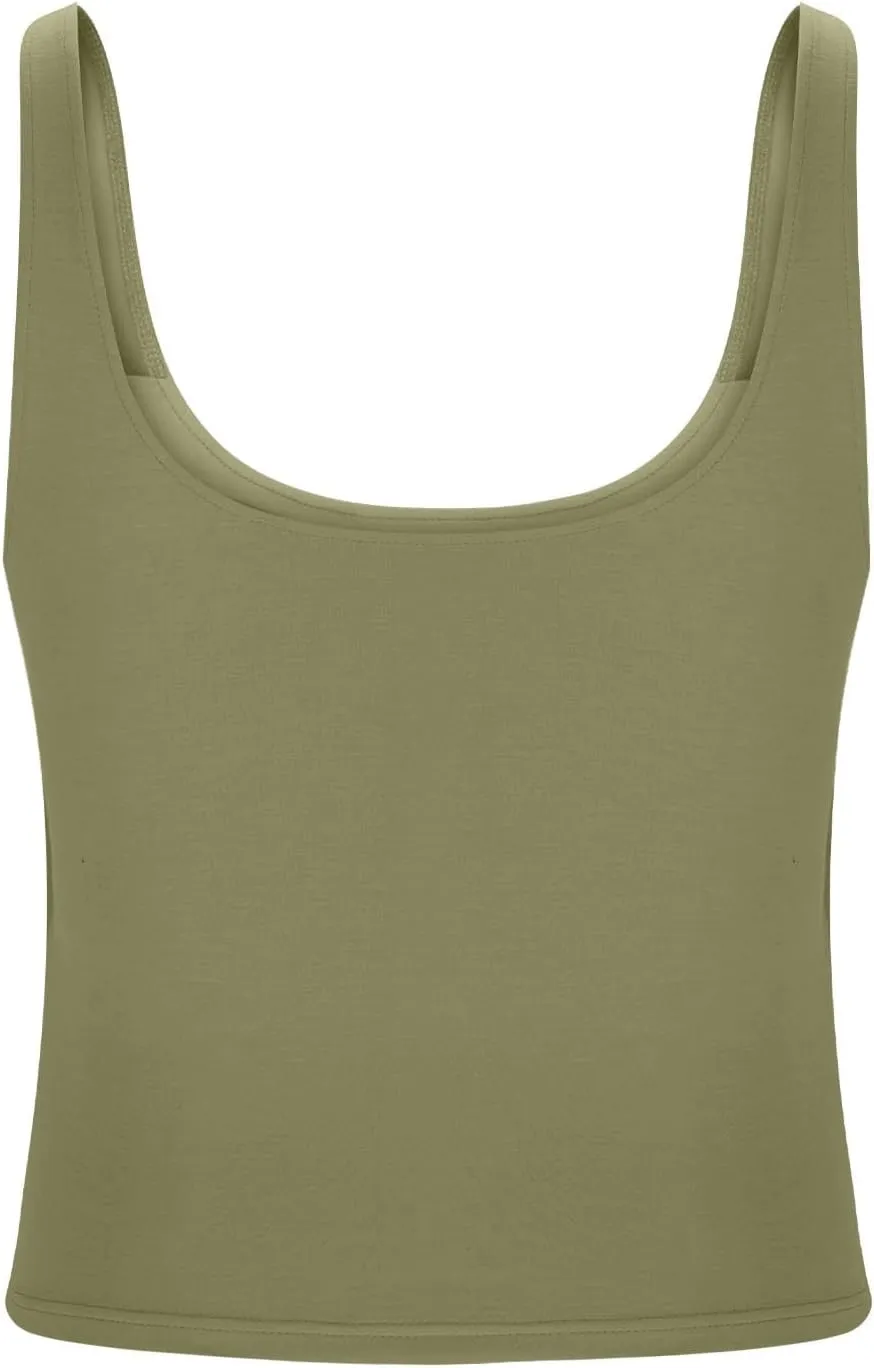 Tank Top with Built in Bra for Women Summer Basic Padded Yoga Shirts Shelf Bras Workout Camisole Casual Undershirt