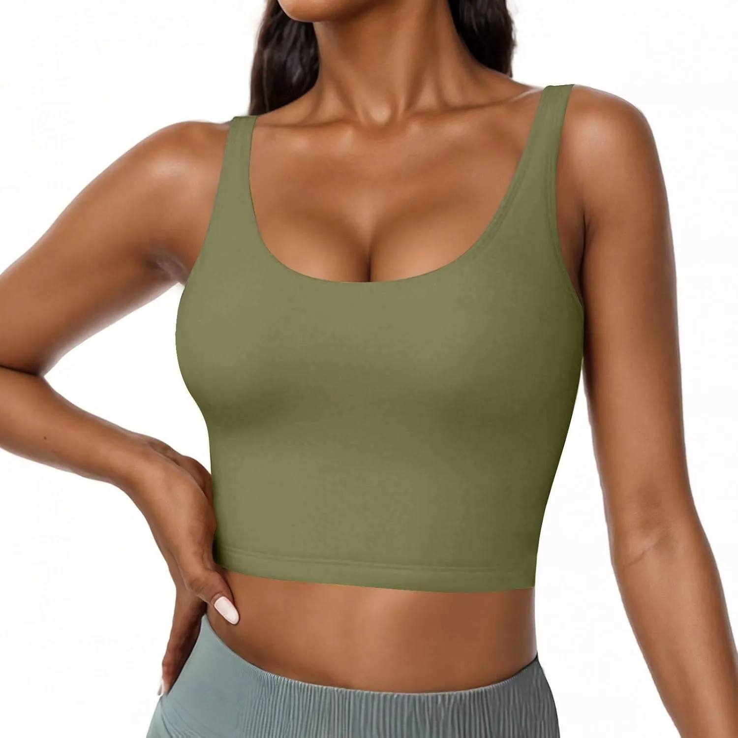Tank Top with Built in Bra for Women Summer Basic Padded Yoga Shirts Shelf Bras Workout Camisole Casual Undershirt