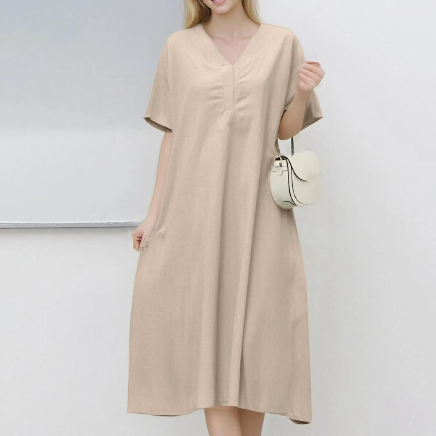 Teen Girls Poplin Dress Petite Linen Short Sleeve Tube Top Shirt Dress Homecoming Casual Church Outfits for Women