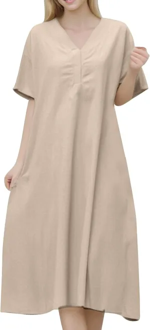 Teen Girls Poplin Dress Petite Linen Short Sleeve Tube Top Shirt Dress Homecoming Casual Church Outfits for Women