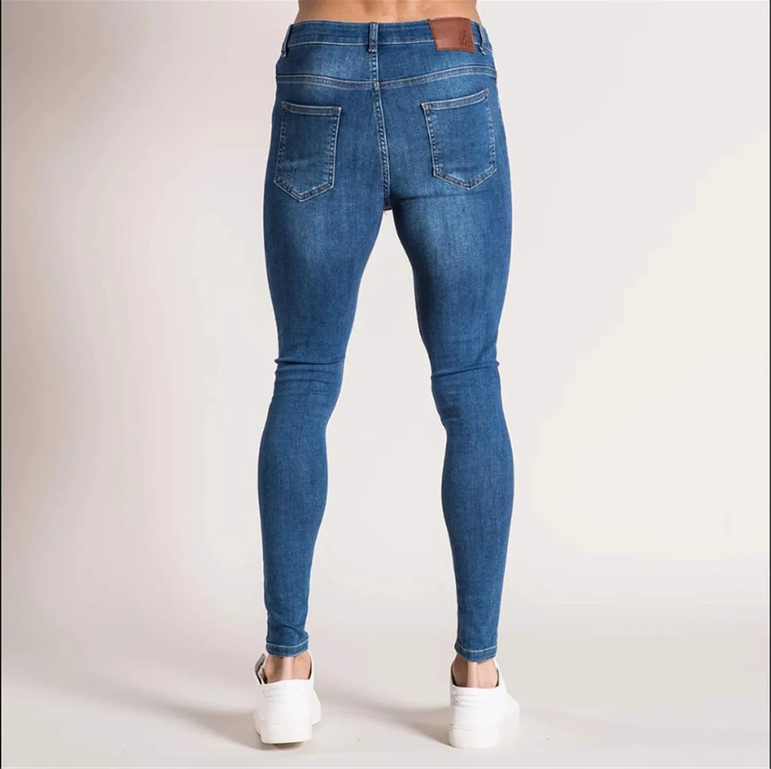 Thatrich Men's Distressed Jeans Slim Fit Moto Jeans Biker Pants Tapered Leg Denim Pants Straight Leg Trousers 2025 Fashion