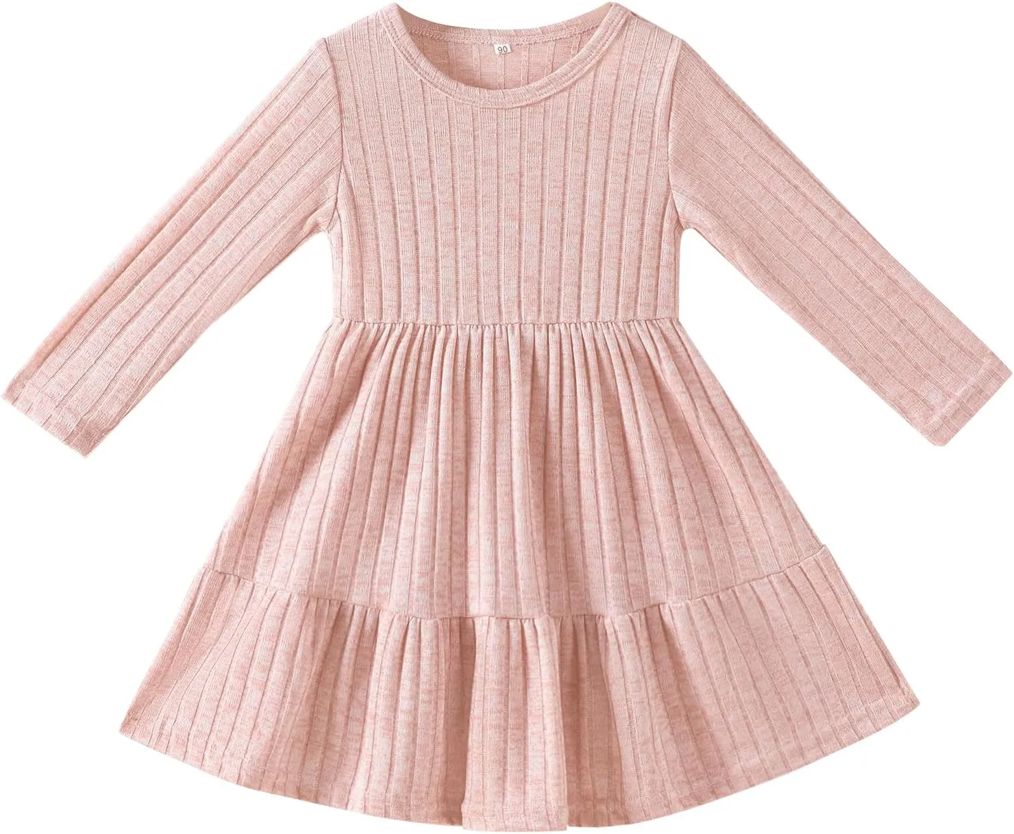 Toddler Baby Girl Long Sleeve Dress Girls Knit Sweater Dresses Tiered Kids Swing Holiday Clothes Fall Winter