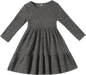 Toddler Baby Girl Long Sleeve Dress Girls Knit Sweater Dresses Tiered Kids Swing Holiday Clothes Fall Winter