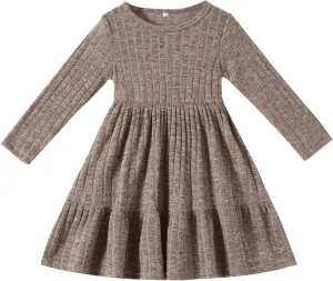 Toddler Baby Girl Long Sleeve Dress Girls Knit Sweater Dresses Tiered Kids Swing Holiday Clothes Fall Winter