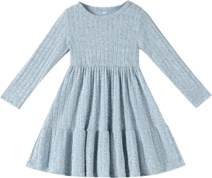 Toddler Baby Girl Long Sleeve Dress Girls Knit Sweater Dresses Tiered Kids Swing Holiday Clothes Fall Winter
