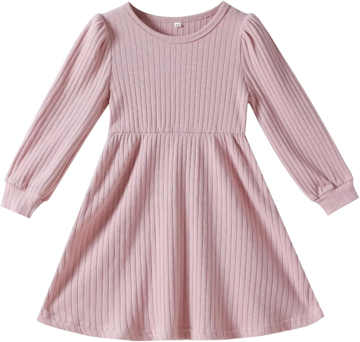 Toddler Girl Long Sleeve Dress Baby Ribbed Knit Sweater Dresses A Line Fall Winter Kids Clothes Casual