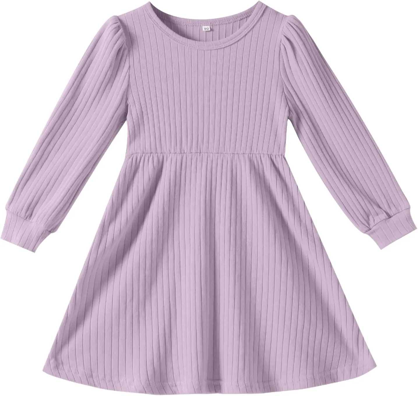 Toddler Girl Long Sleeve Dress Baby Ribbed Knit Sweater Dresses A Line Fall Winter Kids Clothes Casual