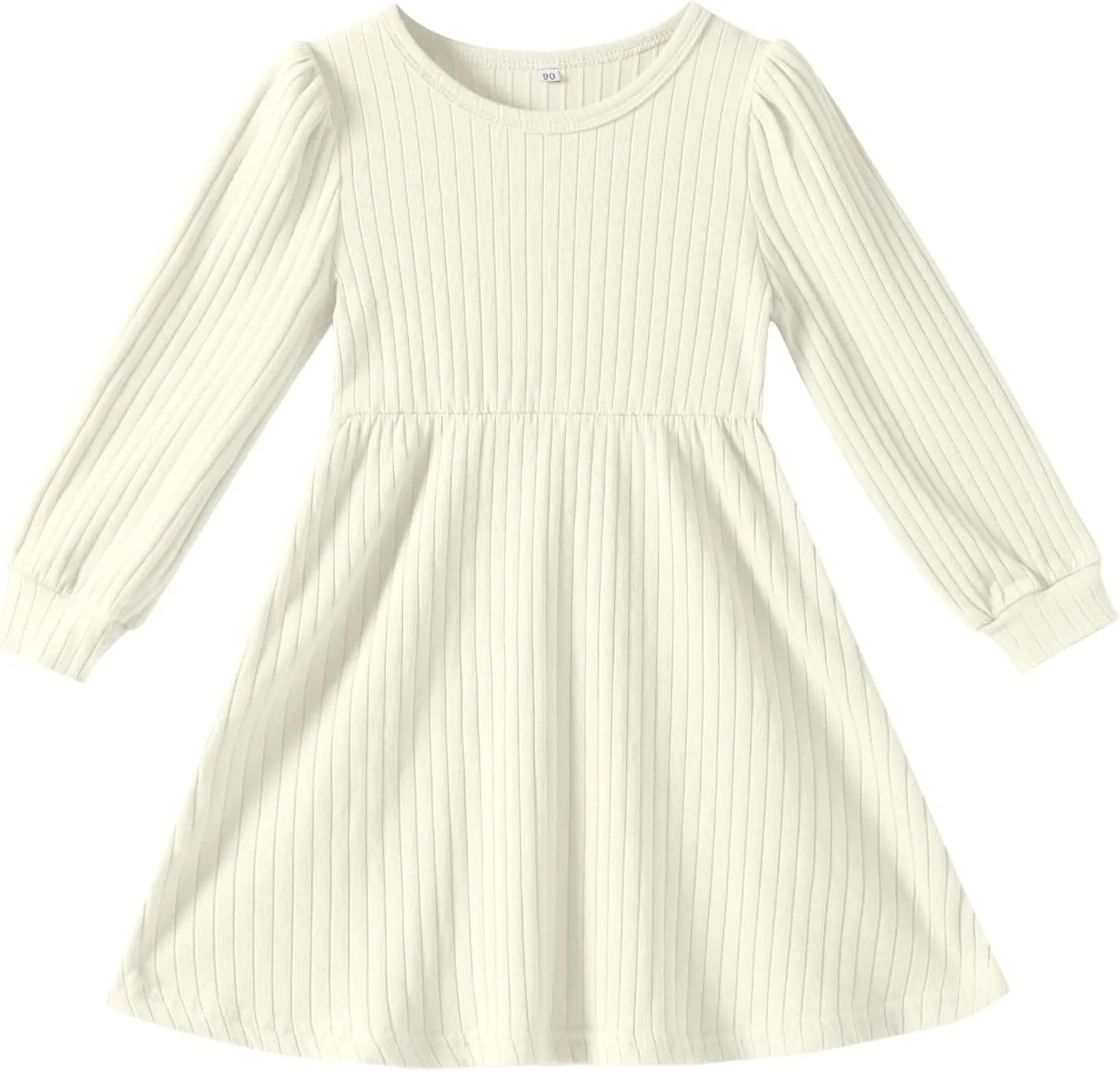 Toddler Girl Long Sleeve Dress Baby Ribbed Knit Sweater Dresses A Line Fall Winter Kids Clothes Casual