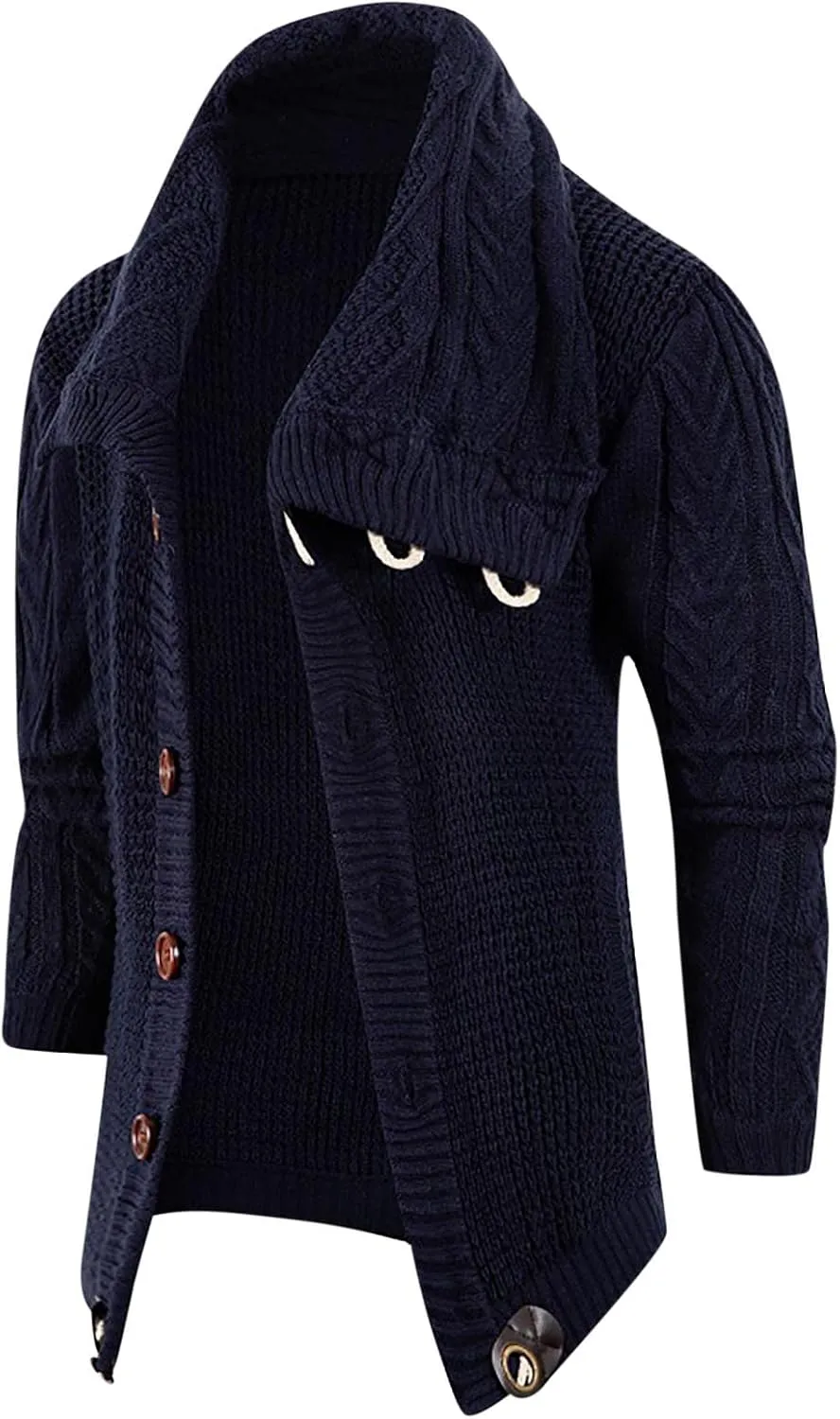 tuduoms Chunky Cardigan Sweaters for Men Vintage Button Down Sweaters Winter Cable Knit Open Front Long Sleeve Cardigan Coat