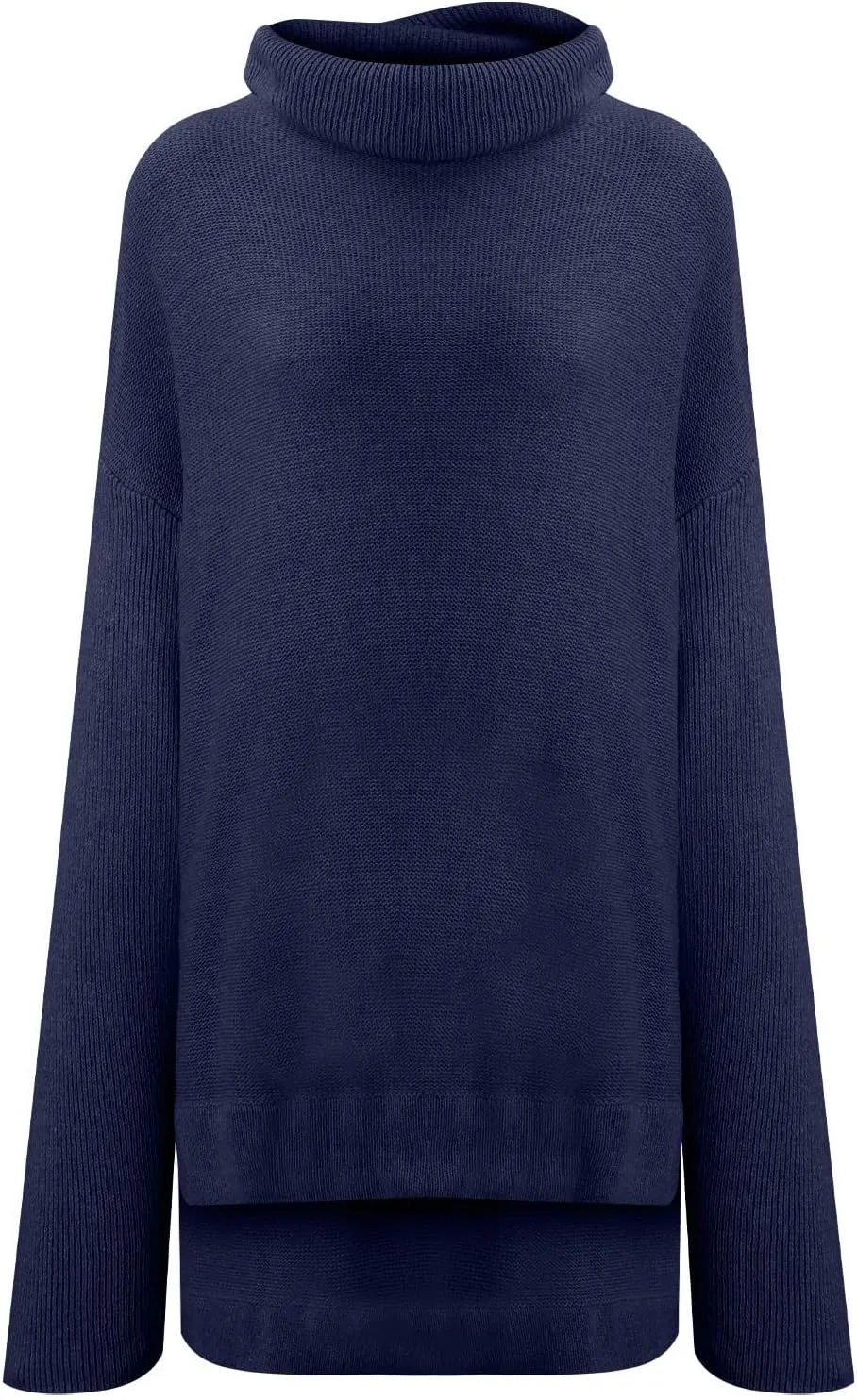 tuduoms Turtleneck Sweater Women Ladies Oversized Long Sleeve Irregular Hem Winter Pullover Knit Tops Long Sweater Dress