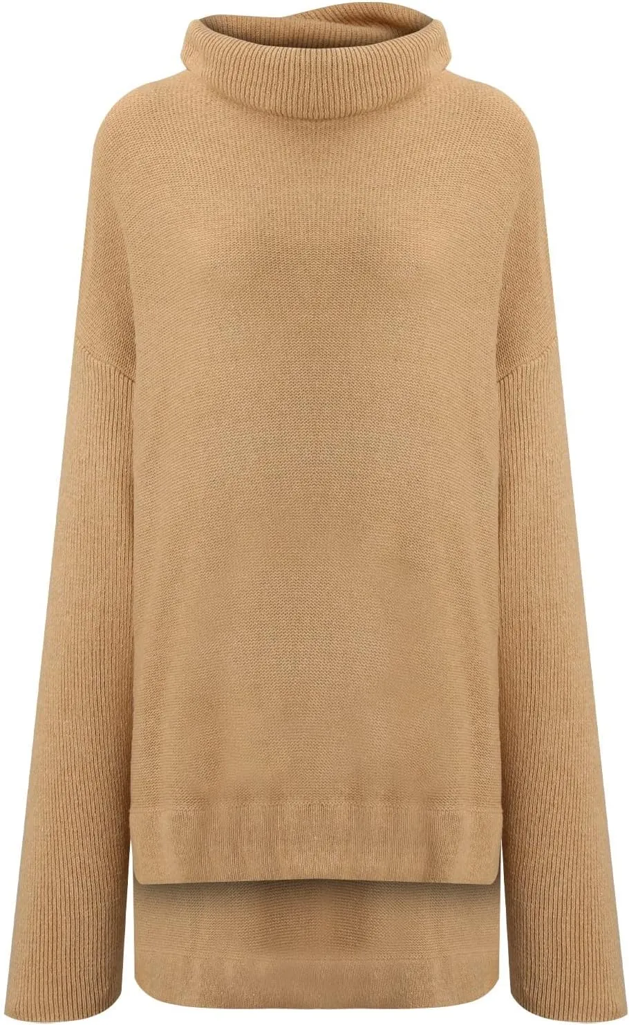 tuduoms Womens Oversized Sweaters Turtleneck Long Batwing Sleeve Asymmetric Hem Winter Pullover Sweater Knit Cardigan Tops