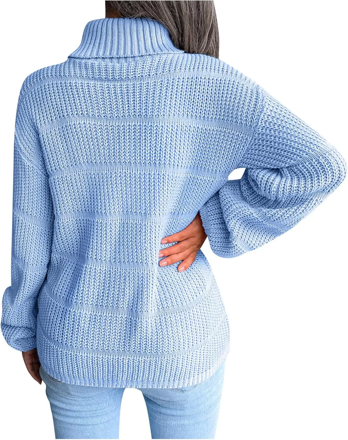 tuduoms Women's Turtleneck Oversized Sweaters Fashion Solid Color Comfy Loose Chunky Knitted Pullover Sweater Jumper Tops