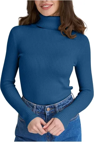 Turtleneck Sweater for Women Cropped Long Sleeve Knitted Sweater Solid Color High Neck Cute Sweaters for Women