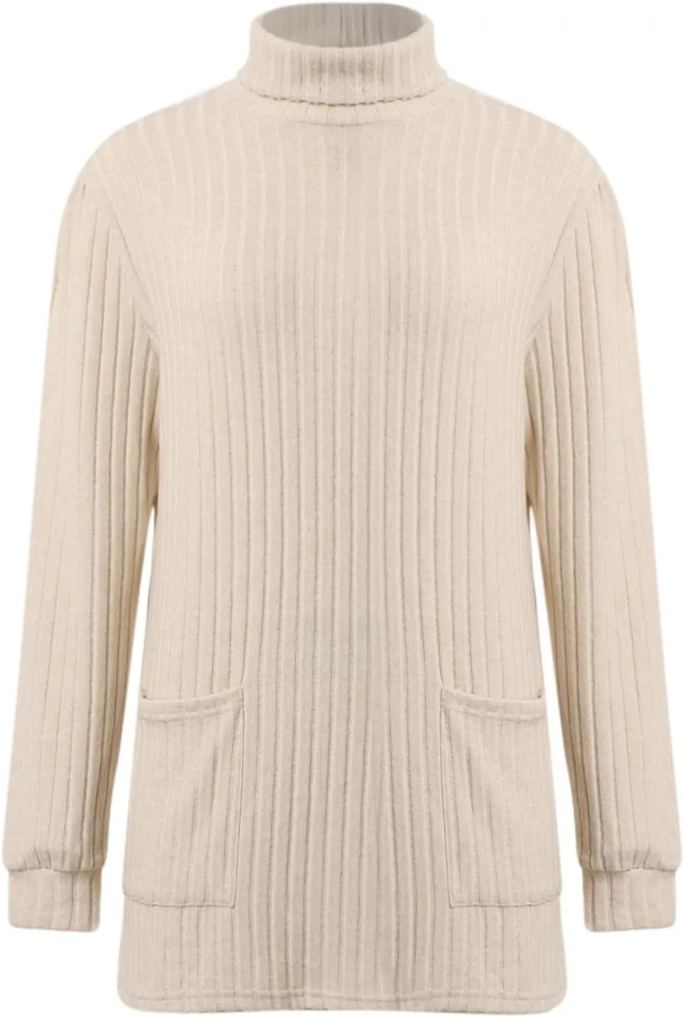 Turtleneck Sweaters for Women Long Sleeve Oversized Sweater with Pockets Loose Chunky Warm Pullover Sweater Top