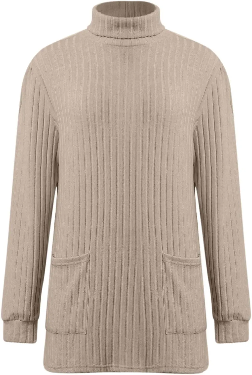 Turtleneck Sweaters for Women Long Sleeve Oversized Sweater with Pockets Loose Chunky Warm Pullover Sweater Top