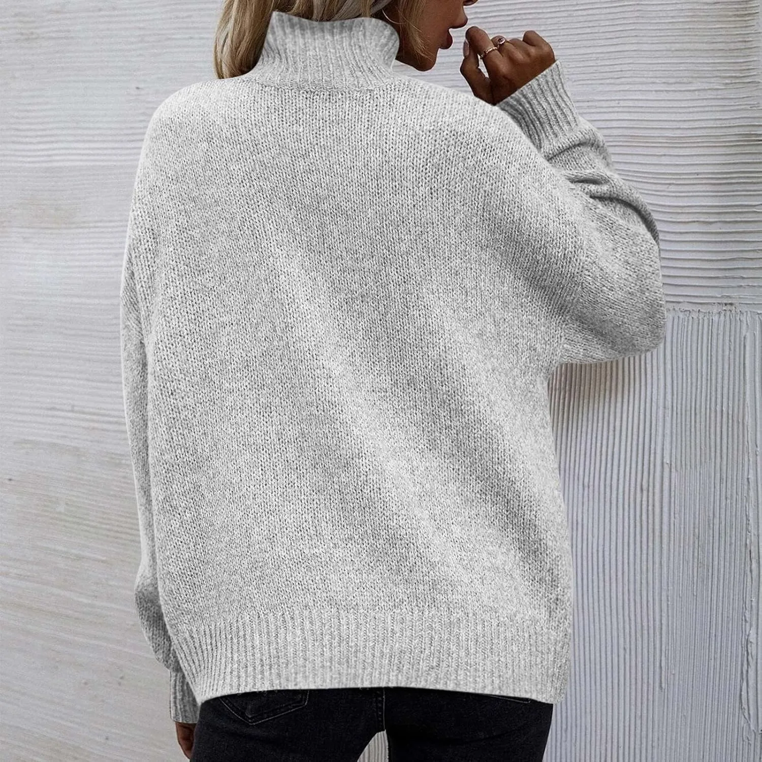 Turtleneck Sweaters for Women Soft Warm Ribbed Sweaters 2023 Fall Winter Oversized Long Sleeve Pullover Sweaters