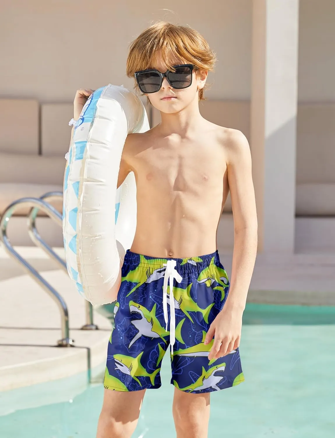 uideazone Boys Swim Trunks 3D Funny Print Surfing Board Shorts Quick Dry UPF 50  Swimsuit Beachwear with Mesh Lining 2-12T