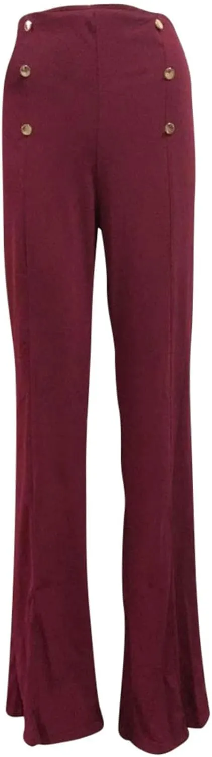 Uillui Dress Pants for Women Business Casual Straight Leg Trouser Dressy High Waist Button Wide Leg Bootleg Pant Work Slacks