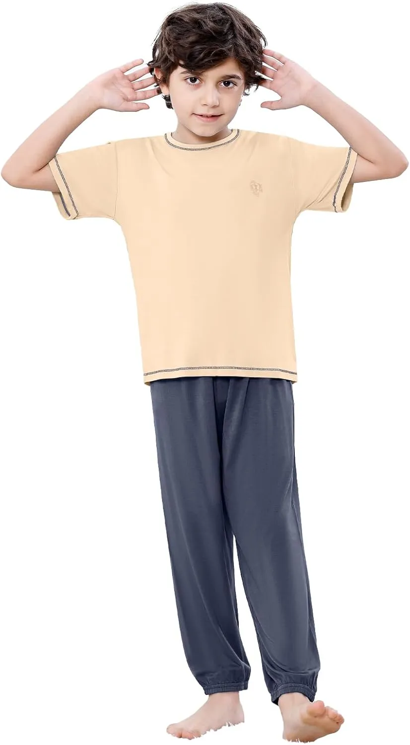 Umeyda Kids Boys Girls Soft Modal Pajama Set Sleepwear Pj Set, 5-14 Years