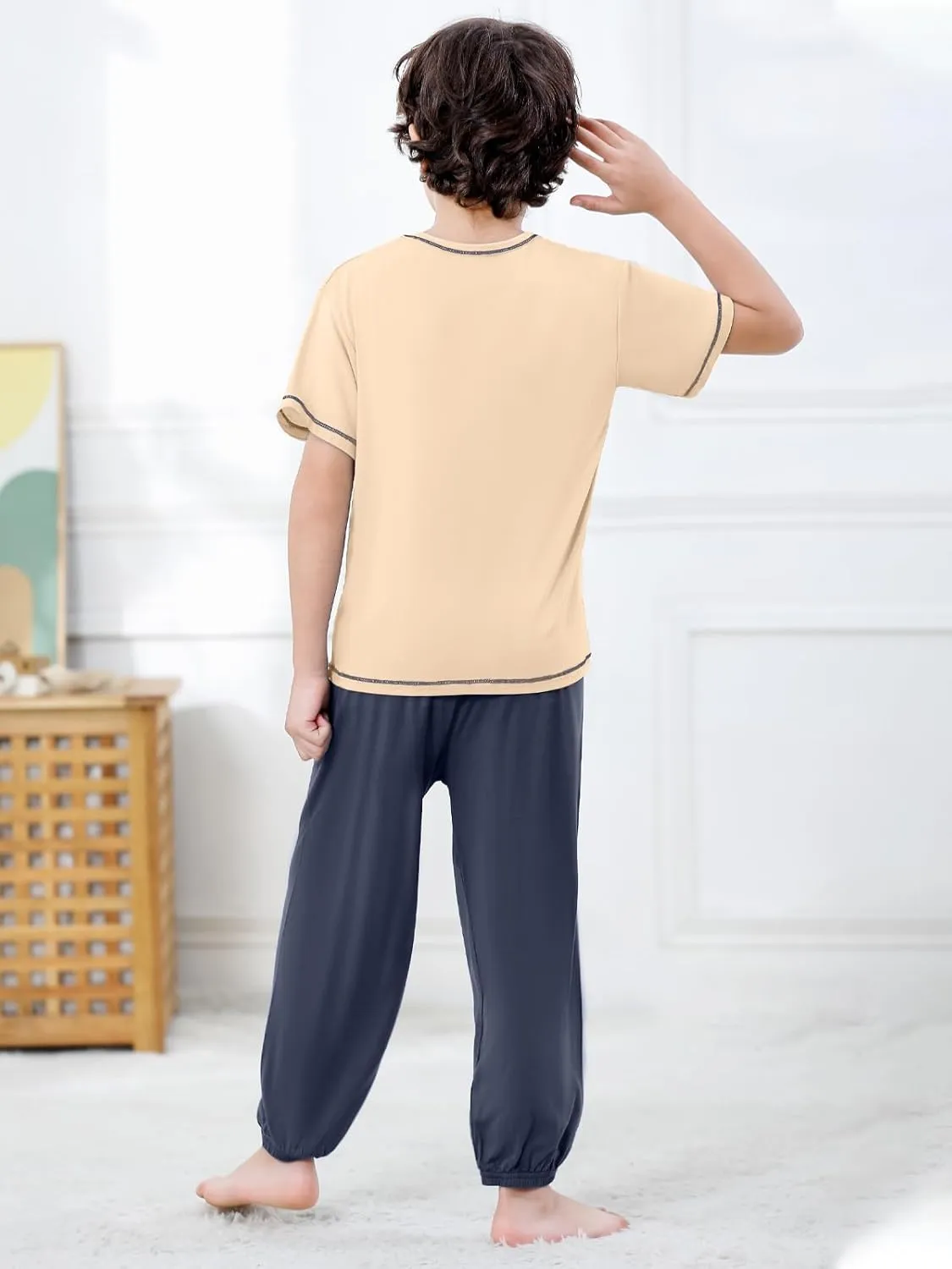 Umeyda Kids Boys Girls Soft Modal Pajama Set Sleepwear Pj Set, 5-14 Years