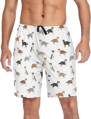 vvfelixl Men's Pajama Shorts Australian Shepherd Dog Sleep Shorts for Men Pajama Bottom Pants S