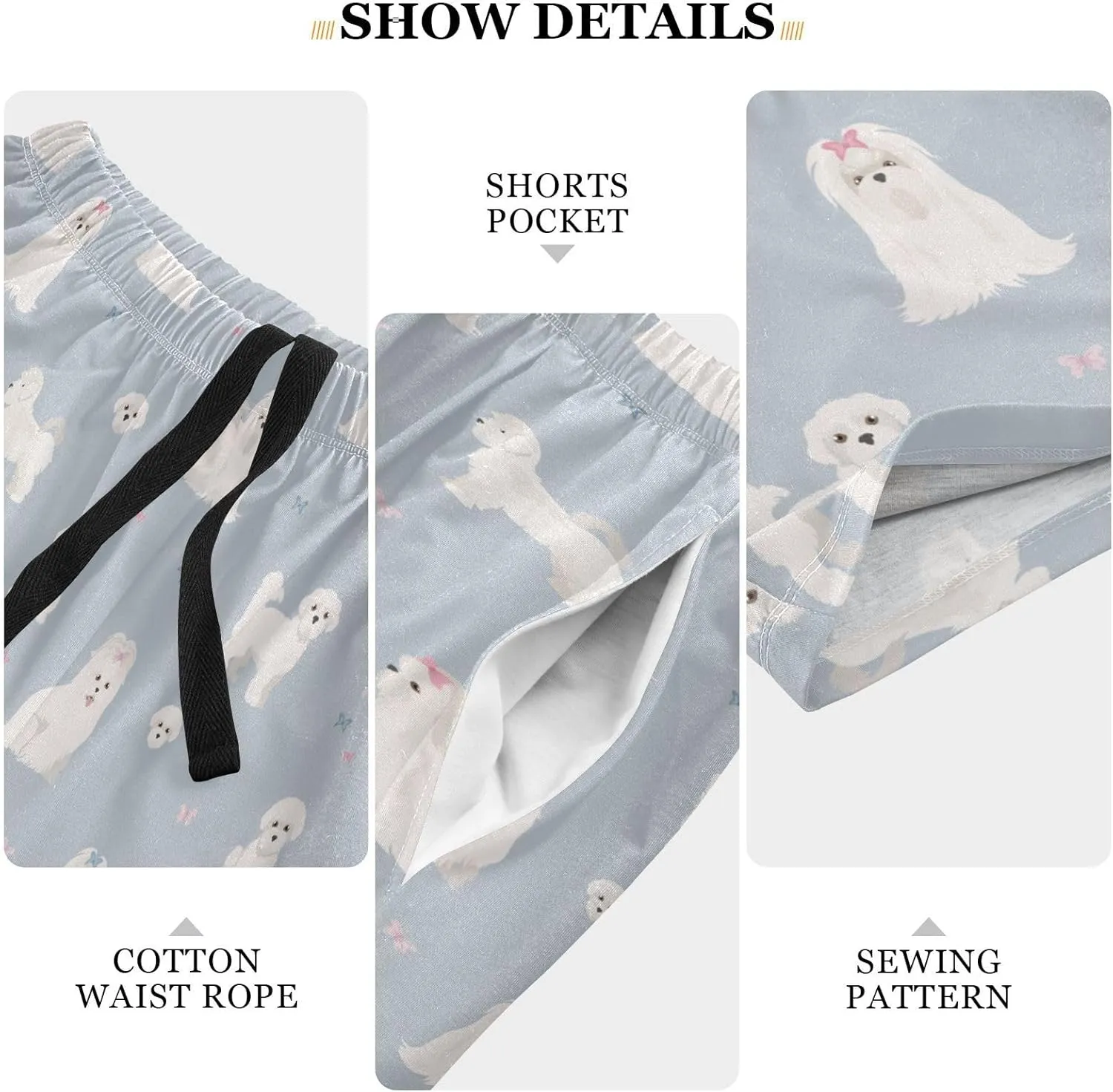 vvfelixl Men's Pajama Shorts Australian Shepherd Dog Sleep Shorts for Men Pajama Bottom Pants S