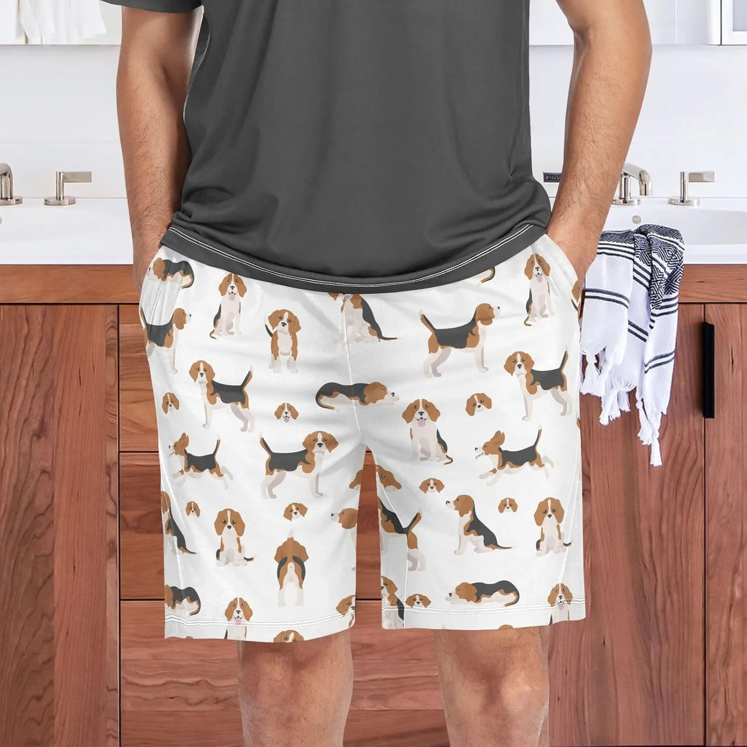 vvfelixl Men's Pajama Shorts Australian Shepherd Sleep Shorts for Men Pajama Bottom Pants with Drawstring & Pockets S