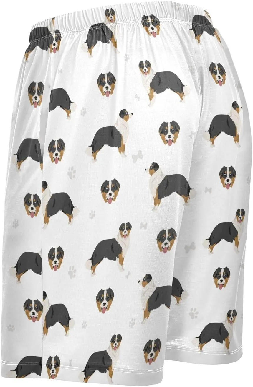 vvfelixl Men's Pajama Shorts Australian Shepherd Sleep Shorts for Men Pajama Bottom Pants with Drawstring & Pockets S