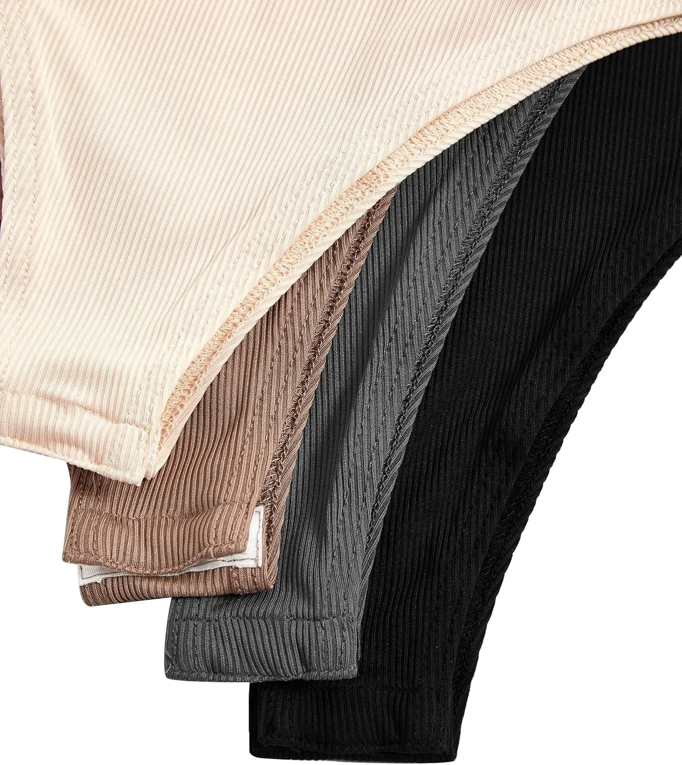WDIRARA Women's 4 Piece Sets Shapewear One Shoulder Sweetheart Neck Sleeveless Square Neck Bodycon Bodysuit