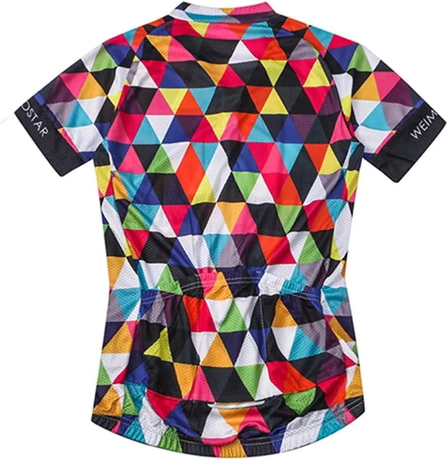 Weimostar Men's Cycling Jersey Short Sleeve Bike Clothing Multicolored Diamond