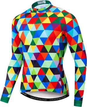 Weimostar Men's Cycling Jersey Short Sleeve Bike Clothing Multicolored Diamond