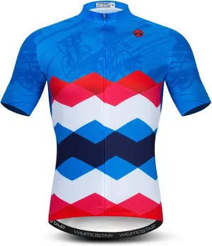 Weimostar Men's Cycling Jersey Short Sleeve Bike Clothing Multicolored Diamond